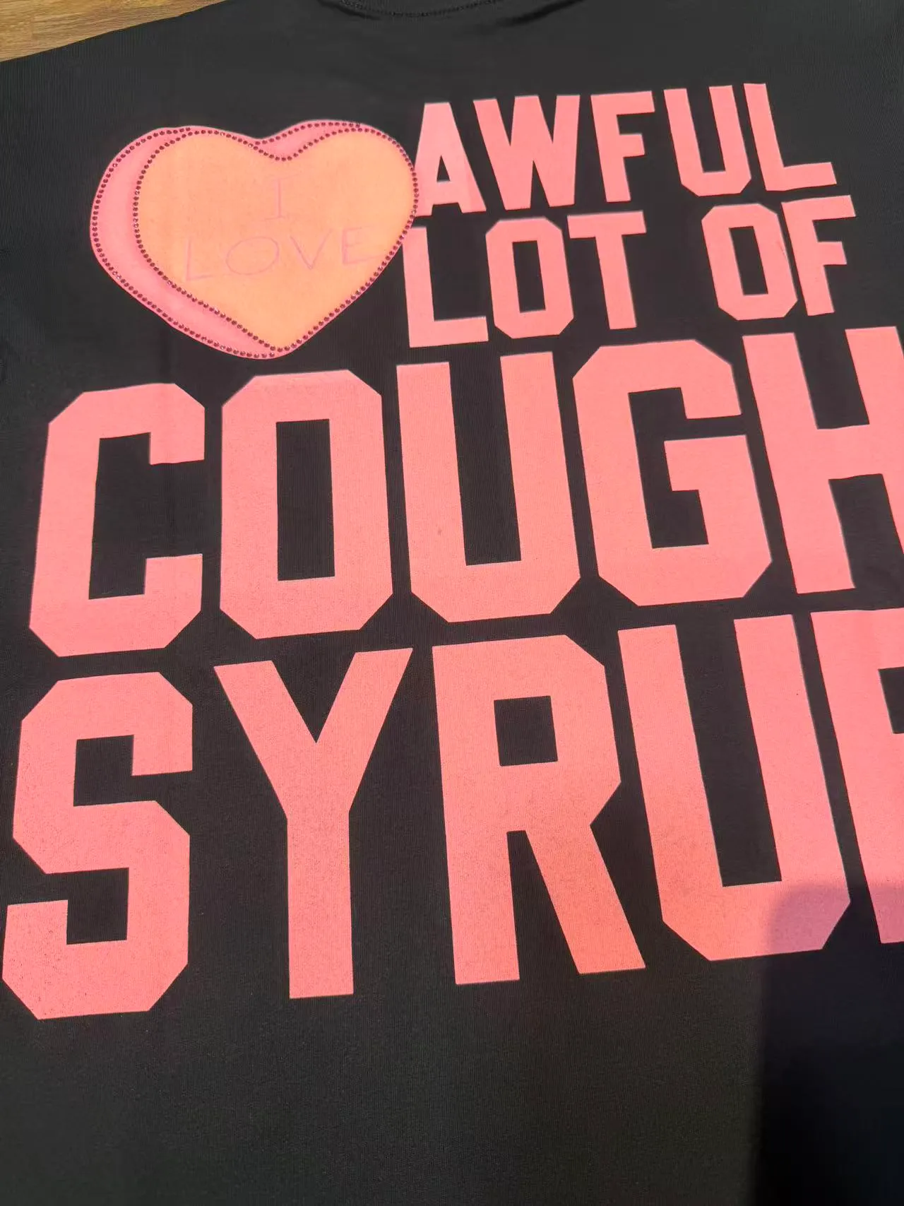 2241# Black/ （ ） THAT'S A AWFUL LOT OF COUGH SYRUP In Stock T （fabric):32 Sizes（size）：S-M L X L （colour）： Black） 👉